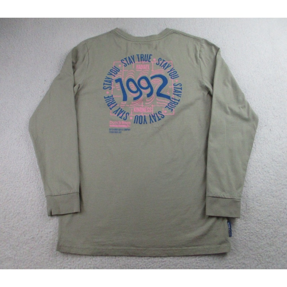 Dutch Bros Coffee Shirt Mens M Brown Long Sleeve‎ Stay True 1992 Oregon Casual
